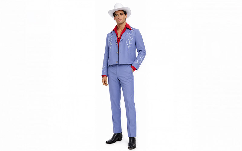 Man wearing Bruno Mars Die With A Smile suit costume.
